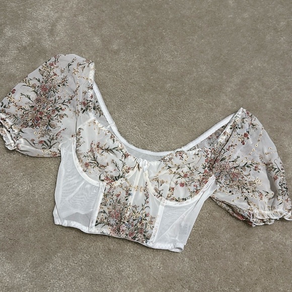 Small bustier puff sleeve crop top - Picture 1 of 2